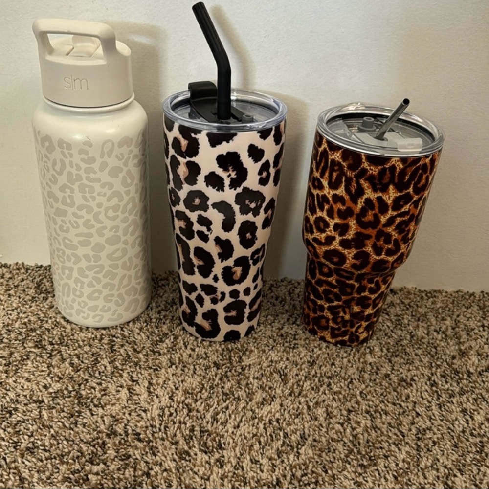 Leopard Print Tumbler Set - 3 Cups (Insulated)